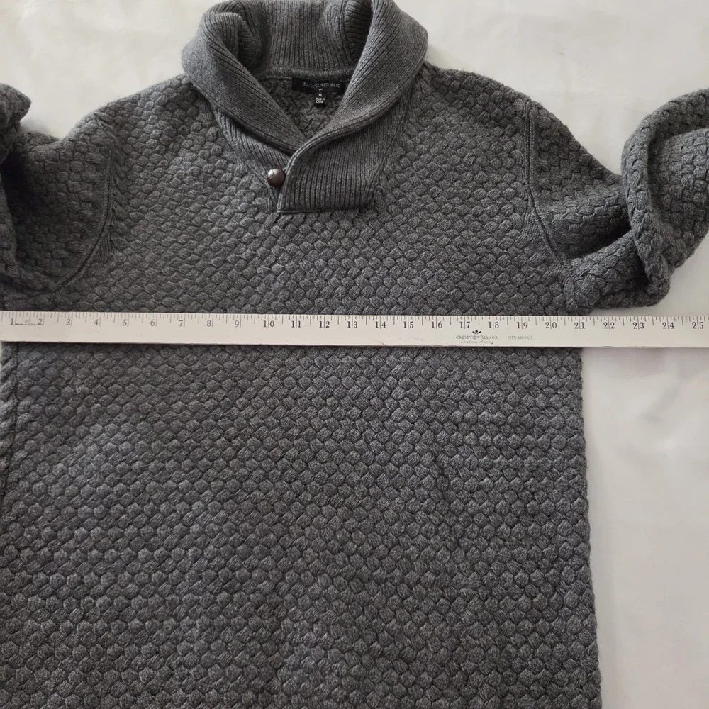 Banana Republic Gray Basket Weave Sweater 1 Button Shawl Collar Mens XL